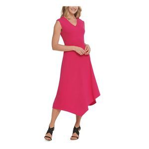 DKNY Womens Pink Short Sleeve Tea-Length Hi-Lo Formal Dress Size: XS